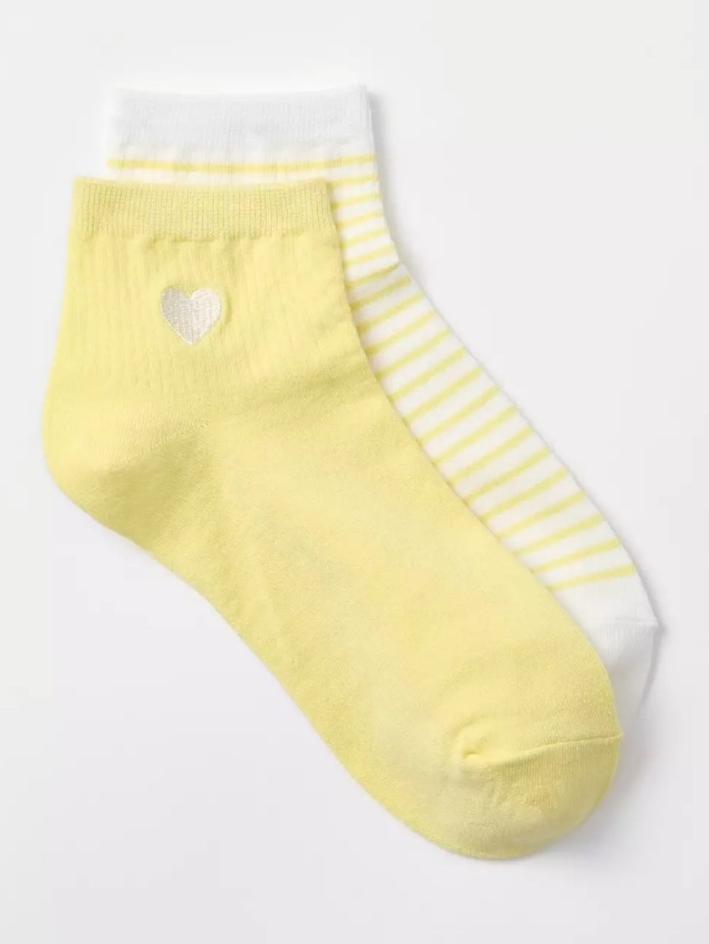 3for24 Loft Ankle socks Yellow Heart And Yellow And White Stripes